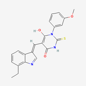 molecular formula C22H19N3O3S B6069536 5-[(7-ethyl-1H-indol-3-yl)methylene]-1-(3-methoxyphenyl)-2-thioxodihydro-4,6(1H,5H)-pyrimidinedione 