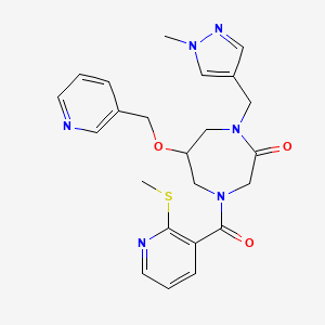 molecular formula C23H26N6O3S B6069590 1-[(1-methyl-1H-pyrazol-4-yl)methyl]-4-{[2-(methylthio)-3-pyridinyl]carbonyl}-6-(3-pyridinylmethoxy)-1,4-diazepan-2-one 