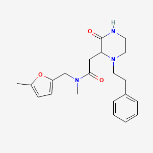 molecular formula C21H27N3O3 B6069626 N-methyl-N-[(5-methyl-2-furyl)methyl]-2-[3-oxo-1-(2-phenylethyl)-2-piperazinyl]acetamide 