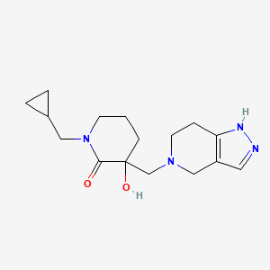 molecular formula C16H24N4O2 B6069631 1-(cyclopropylmethyl)-3-hydroxy-3-(1,4,6,7-tetrahydro-5H-pyrazolo[4,3-c]pyridin-5-ylmethyl)-2-piperidinone 