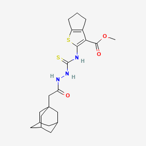 molecular formula C22H29N3O3S2 B6069646 methyl 2-({[2-(1-adamantylacetyl)hydrazino]carbonothioyl}amino)-5,6-dihydro-4H-cyclopenta[b]thiophene-3-carboxylate 