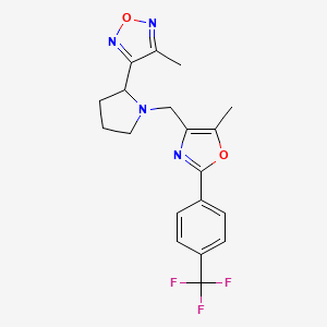 molecular formula C19H19F3N4O2 B6069668 3-methyl-4-[1-({5-methyl-2-[4-(trifluoromethyl)phenyl]-1,3-oxazol-4-yl}methyl)-2-pyrrolidinyl]-1,2,5-oxadiazole 