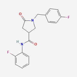 molecular formula C18H16F2N2O2 B6069682 1-(4-fluorobenzyl)-N-(2-fluorophenyl)-5-oxo-3-pyrrolidinecarboxamide 