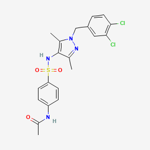 molecular formula C20H20Cl2N4O3S B6069707 N-[4-({[1-(3,4-dichlorobenzyl)-3,5-dimethyl-1H-pyrazol-4-yl]amino}sulfonyl)phenyl]acetamide 