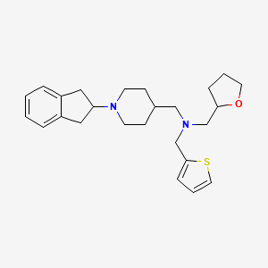 molecular formula C25H34N2OS B6069717 1-[1-(2,3-dihydro-1H-inden-2-yl)-4-piperidinyl]-N-(tetrahydro-2-furanylmethyl)-N-(2-thienylmethyl)methanamine 