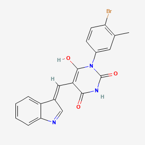 molecular formula C20H14BrN3O3 B6069752 1-(4-bromo-3-methylphenyl)-5-(1H-indol-3-ylmethylene)-2,4,6(1H,3H,5H)-pyrimidinetrione 