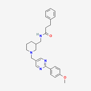 molecular formula C27H32N4O2 B6069764 N-[(1-{[2-(4-methoxyphenyl)-5-pyrimidinyl]methyl}-3-piperidinyl)methyl]-3-phenylpropanamide 