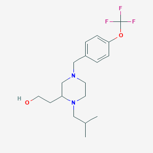 molecular formula C18H27F3N2O2 B6069791 2-{1-isobutyl-4-[4-(trifluoromethoxy)benzyl]-2-piperazinyl}ethanol 