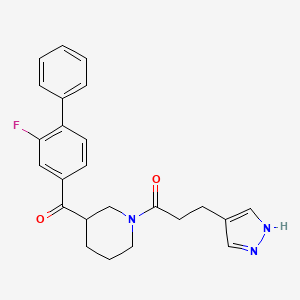 molecular formula C24H24FN3O2 B6069818 (2-fluoro-4-biphenylyl){1-[3-(1H-pyrazol-4-yl)propanoyl]-3-piperidinyl}methanone 
