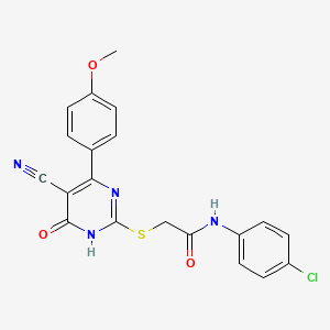 molecular formula C20H15ClN4O3S B6069826 N-(4-chlorophenyl)-2-{[5-cyano-4-(4-methoxyphenyl)-6-oxo-1,6-dihydro-2-pyrimidinyl]thio}acetamide 