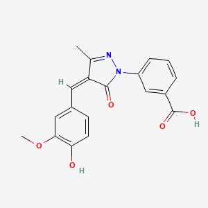 molecular formula C19H16N2O5 B6069829 3-[4-(4-hydroxy-3-methoxybenzylidene)-3-methyl-5-oxo-4,5-dihydro-1H-pyrazol-1-yl]benzoic acid 