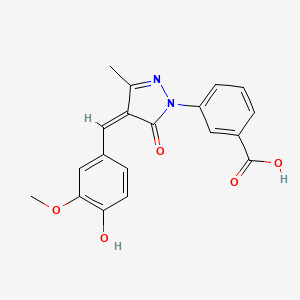 molecular formula C19H16N2O5 B6069829 3-[4-(4-羟基-3-甲氧基亚苄基)-3-甲基-5-氧代-4,5-二氢-1H-吡唑-1-基]苯甲酸 