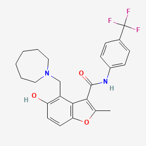 molecular formula C24H25F3N2O3 B606984 4-[(氮杂环-1-基)甲基]-5-羟基-2-甲基-N-[4-(三氟甲基)苯基]-1-苯并呋喃-3-甲酰胺 CAS No. 1966107-70-9