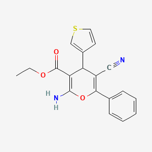 molecular formula C19H16N2O3S B6069845 ethyl 2-amino-5-cyano-6-phenyl-4-(3-thienyl)-4H-pyran-3-carboxylate 