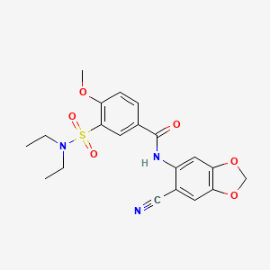 molecular formula C20H21N3O6S B6069862 N-(6-cyano-1,3-benzodioxol-5-yl)-3-[(diethylamino)sulfonyl]-4-methoxybenzamide 