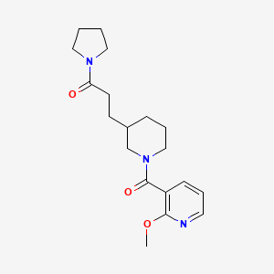 molecular formula C19H27N3O3 B6069865 2-methoxy-3-({3-[3-oxo-3-(1-pyrrolidinyl)propyl]-1-piperidinyl}carbonyl)pyridine 