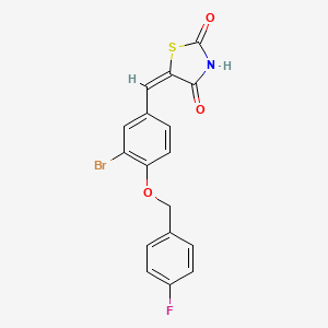 molecular formula C17H11BrFNO3S B6069934 5-{3-bromo-4-[(4-fluorobenzyl)oxy]benzylidene}-1,3-thiazolidine-2,4-dione 