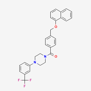 molecular formula C29H25F3N2O2 B6069940 1-{4-[(1-naphthyloxy)methyl]benzoyl}-4-[3-(trifluoromethyl)phenyl]piperazine 