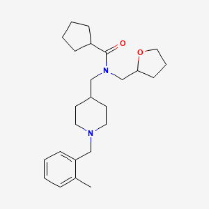 molecular formula C25H38N2O2 B6070004 N-{[1-(2-methylbenzyl)-4-piperidinyl]methyl}-N-(tetrahydro-2-furanylmethyl)cyclopentanecarboxamide 
