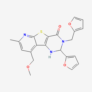 molecular formula C21H19N3O4S B6070009 2-(2-furyl)-3-(2-furylmethyl)-9-(methoxymethyl)-7-methyl-2,3-dihydropyrido[3',2':4,5]thieno[3,2-d]pyrimidin-4(1H)-one 