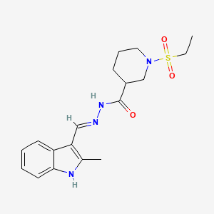 molecular formula C18H24N4O3S B6070045 1-(ethylsulfonyl)-N'-[(2-methyl-1H-indol-3-yl)methylene]-3-piperidinecarbohydrazide 