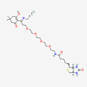 molecular formula C32H50N4O8S B607005 5-[(3aR,4R,6aS)-2-氧代-1,3,3a,4,6,6a-六氢噻吩并[3,4-d]咪唑-4-基]-N-[2-[2-[2-[2-[3-(2-羟基-4,4-二甲基-6-氧代环己烯-1-基)-3-丙-2-炔基亚氨基丙氧基]乙氧基]乙氧基]乙氧基]乙基]戊酰胺 CAS No. 1802908-00-4