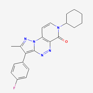 molecular formula C21H20FN5O B6070096 7-cyclohexyl-3-(4-fluorophenyl)-2-methylpyrazolo[5,1-c]pyrido[4,3-e][1,2,4]triazin-6(7H)-one 