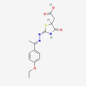 (2-{[1-(4-ethoxyphenyl)ethylidene]hydrazono}-4-oxo-1,3-thiazolidin-5-yl)acetic acid