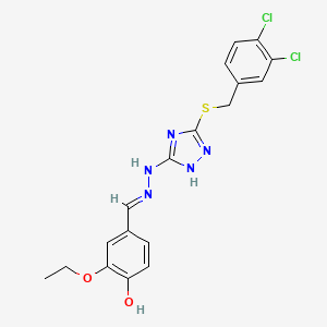 molecular formula C18H17Cl2N5O2S B6070162 3-ethoxy-4-hydroxybenzaldehyde {5-[(3,4-dichlorobenzyl)thio]-4H-1,2,4-triazol-3-yl}hydrazone 