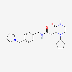 molecular formula C23H34N4O2 B6070189 2-(1-cyclopentyl-3-oxo-2-piperazinyl)-N-[4-(1-pyrrolidinylmethyl)benzyl]acetamide 