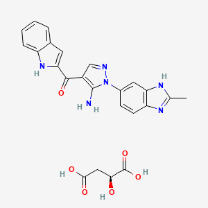 B607024 Butanedioic acid, 2-hydroxy-, (2S)-, compd. with (5-amino-1-(2-methyl-1H-benzimidazol-6-yl)-1H-pyrazol-4-yl)-1H-indol-2-ylmethanone (1:1) CAS No. 1265231-80-8