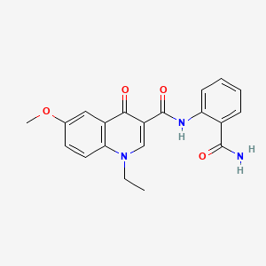 molecular formula C20H19N3O4 B6070247 N-[2-(aminocarbonyl)phenyl]-1-ethyl-6-methoxy-4-oxo-1,4-dihydro-3-quinolinecarboxamide 