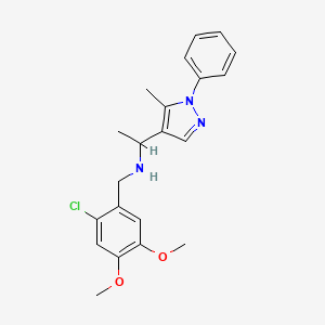 molecular formula C21H24ClN3O2 B6070252 (2-chloro-4,5-dimethoxybenzyl)[1-(5-methyl-1-phenyl-1H-pyrazol-4-yl)ethyl]amine 