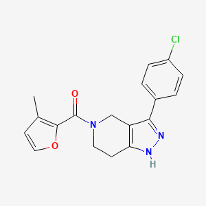 molecular formula C18H16ClN3O2 B6070253 3-(4-chlorophenyl)-5-(3-methyl-2-furoyl)-4,5,6,7-tetrahydro-1H-pyrazolo[4,3-c]pyridine 