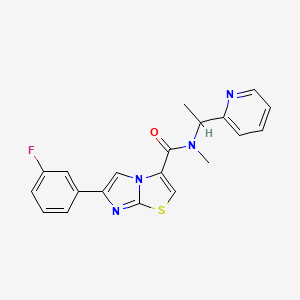 molecular formula C20H17FN4OS B6070261 6-(3-fluorophenyl)-N-methyl-N-[1-(2-pyridinyl)ethyl]imidazo[2,1-b][1,3]thiazole-3-carboxamide 