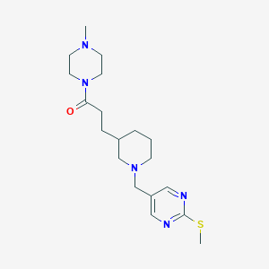 molecular formula C19H31N5OS B6070268 5-({3-[3-(4-methyl-1-piperazinyl)-3-oxopropyl]-1-piperidinyl}methyl)-2-(methylthio)pyrimidine 