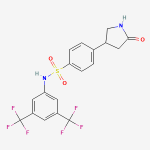 molecular formula C18H14F6N2O3S B6070288 N-[3,5-bis(trifluoromethyl)phenyl]-4-(5-oxo-3-pyrrolidinyl)benzenesulfonamide 