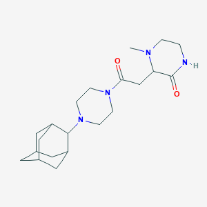 molecular formula C21H34N4O2 B6070344 3-{2-[4-(2-adamantyl)-1-piperazinyl]-2-oxoethyl}-4-methyl-2-piperazinone 
