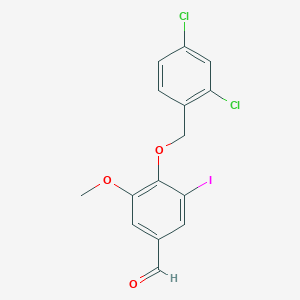 molecular formula C15H11Cl2IO3 B6070346 4-[(2,4-dichlorobenzyl)oxy]-3-iodo-5-methoxybenzaldehyde 