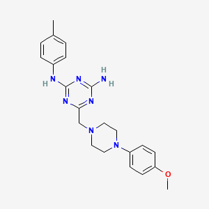 molecular formula C22H27N7O B6070401 6-{[4-(4-methoxyphenyl)-1-piperazinyl]methyl}-N-(4-methylphenyl)-1,3,5-triazine-2,4-diamine 