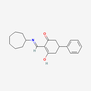 molecular formula C20H25NO2 B6070408 2-[(cycloheptylamino)methylene]-5-phenyl-1,3-cyclohexanedione 