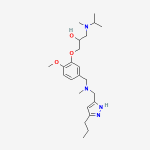 molecular formula C23H38N4O3 B6070414 1-[isopropyl(methyl)amino]-3-[2-methoxy-5-({methyl[(5-propyl-1H-pyrazol-3-yl)methyl]amino}methyl)phenoxy]-2-propanol 