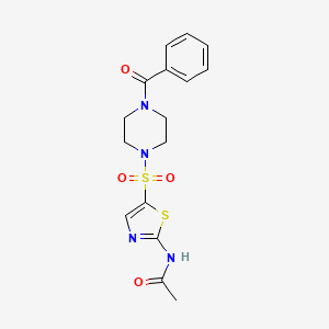 molecular formula C16H18N4O4S2 B6070481 N-{5-[(4-benzoyl-1-piperazinyl)sulfonyl]-1,3-thiazol-2-yl}acetamide 