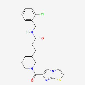 molecular formula C21H23ClN4O2S B6070492 N-(2-chlorobenzyl)-3-[1-(imidazo[2,1-b][1,3]thiazol-6-ylcarbonyl)-3-piperidinyl]propanamide 