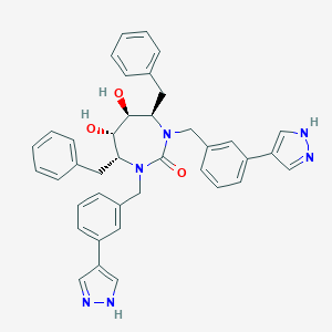 molecular formula C39H38N6O3 B060705 (4R,5S,6S,7R)-4,7-dibenzyl-5,6-dihydroxy-1,3-bis[[3-(1H-pyrazol-4-yl)phenyl]methyl]-1,3-diazepan-2-one CAS No. 189275-62-5