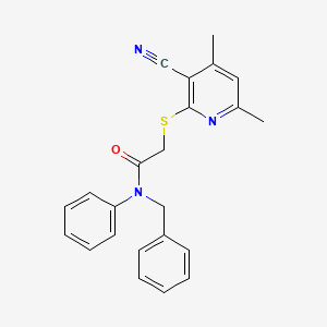 molecular formula C23H21N3OS B6070551 N-benzyl-2-[(3-cyano-4,6-dimethylpyridin-2-yl)thio]-N-phenylacetamide 