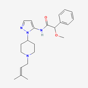 molecular formula C22H30N4O2 B6070599 2-methoxy-N-{1-[1-(3-methyl-2-buten-1-yl)-4-piperidinyl]-1H-pyrazol-5-yl}-2-phenylacetamide 