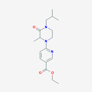 molecular formula C17H25N3O3 B6070614 ethyl 6-(4-isobutyl-2-methyl-3-oxo-1-piperazinyl)nicotinate trifluoroacetate 