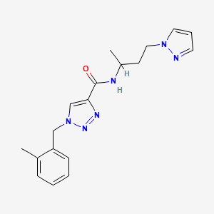 molecular formula C18H22N6O B6070617 1-(2-methylbenzyl)-N-[1-methyl-3-(1H-pyrazol-1-yl)propyl]-1H-1,2,3-triazole-4-carboxamide 