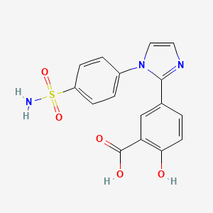 molecular formula C16H13N3O5S B6070663 5-{1-[4-(aminosulfonyl)phenyl]-1H-imidazol-2-yl}-2-hydroxybenzoic acid 